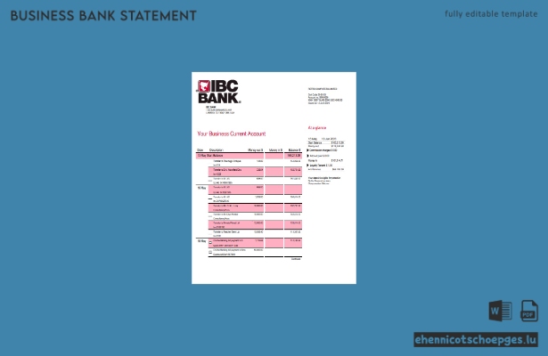 Beispiel eines Kontoauszugs vom Geschäftsgirokonto der IBC Bank (Word- und PDF-Datei)